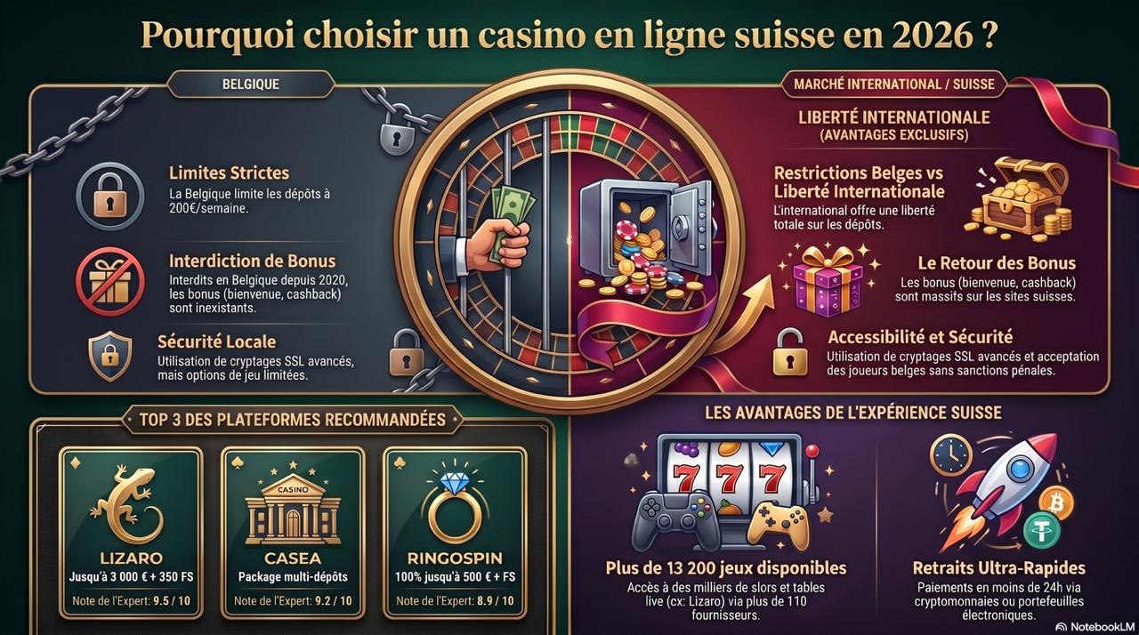 Infographie Casino Suisse Acceptant les Joueurs Belges