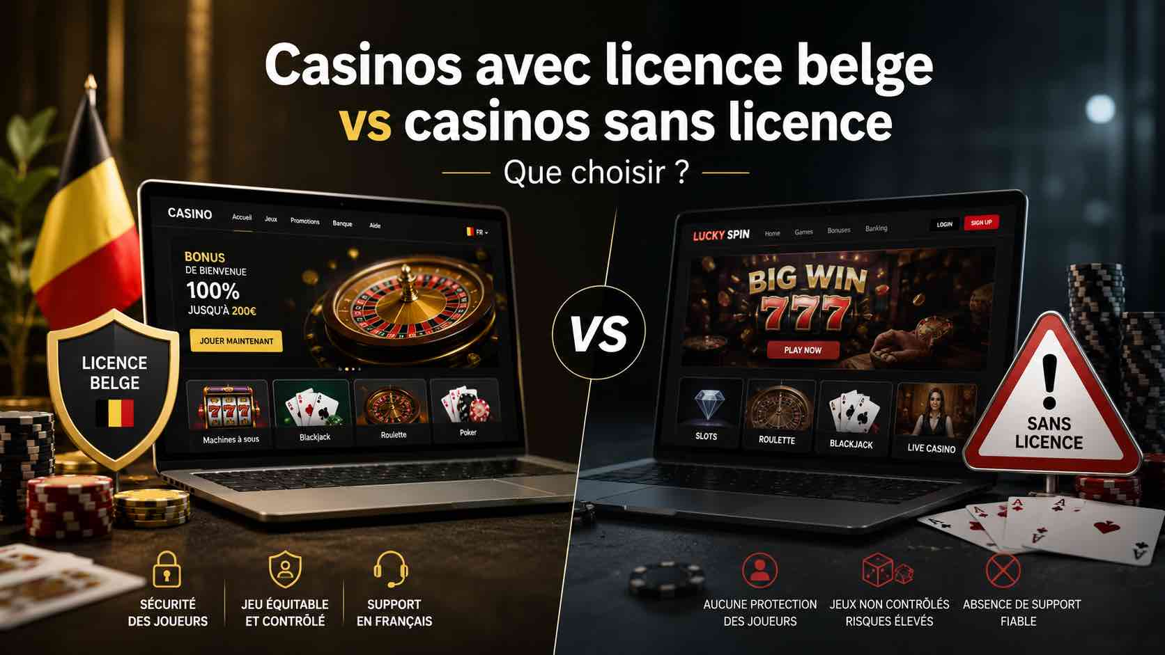 Casinos avec licence belge vs casinos sans licence